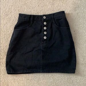 Black denim pencil skirt w/ buttons down the front